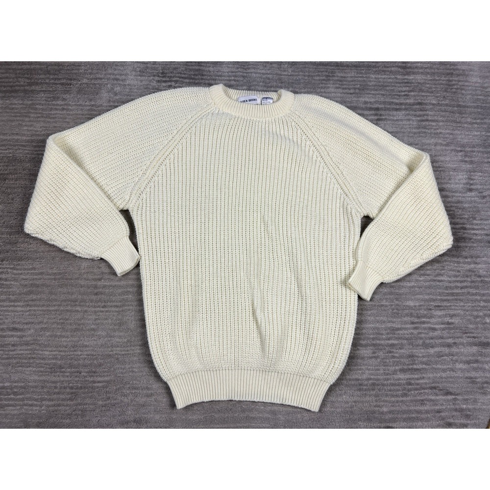 Lauren Brooke Sweater Womens‎ Small Ivory Acrylic Long Sleeve Knit Casual Granny
